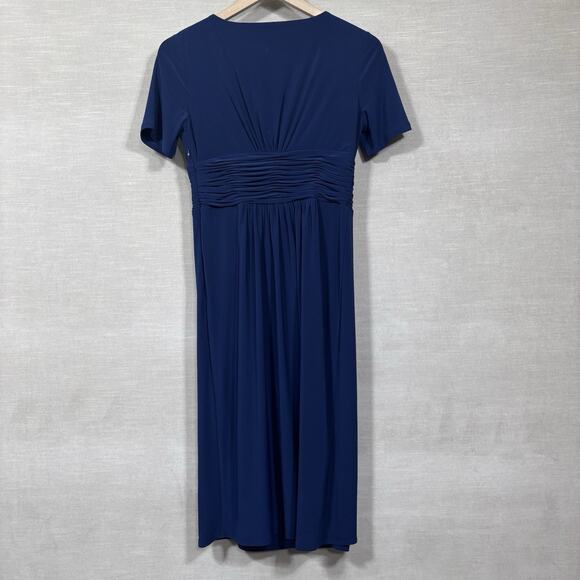 Evan Picone Womens Midi Dress Sz 4 Faux Wrap Flattering Cocktail Career Classic - Picture 2 of 10
